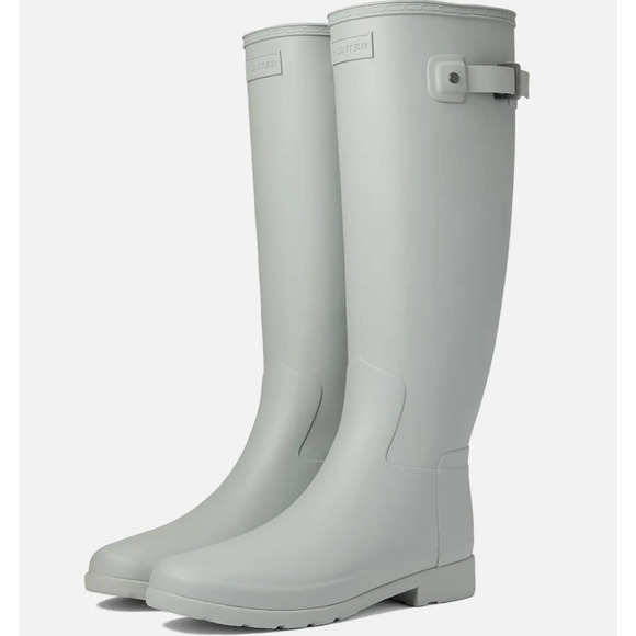 HUNTER Original Tall Refined Matte Gray Blue Rain Boot WFT1071RMA Womens 8 NEW - Picture 1 of 5